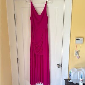 Jewel Badgley Mischka Pink Ruched High Low Sundress